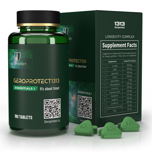 13-in-1 Daily Longevity Support Supplement | With NMN, Ca-AKG, Urolithin A, Quercetin & More | 180 Tablets (30-Day Supply) | Full Daily Dose = 6 Tablets (450 mg NMN)