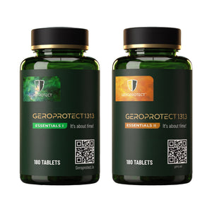 Geroprotect Essentials I and Essentials II — the complete 26, two bottles