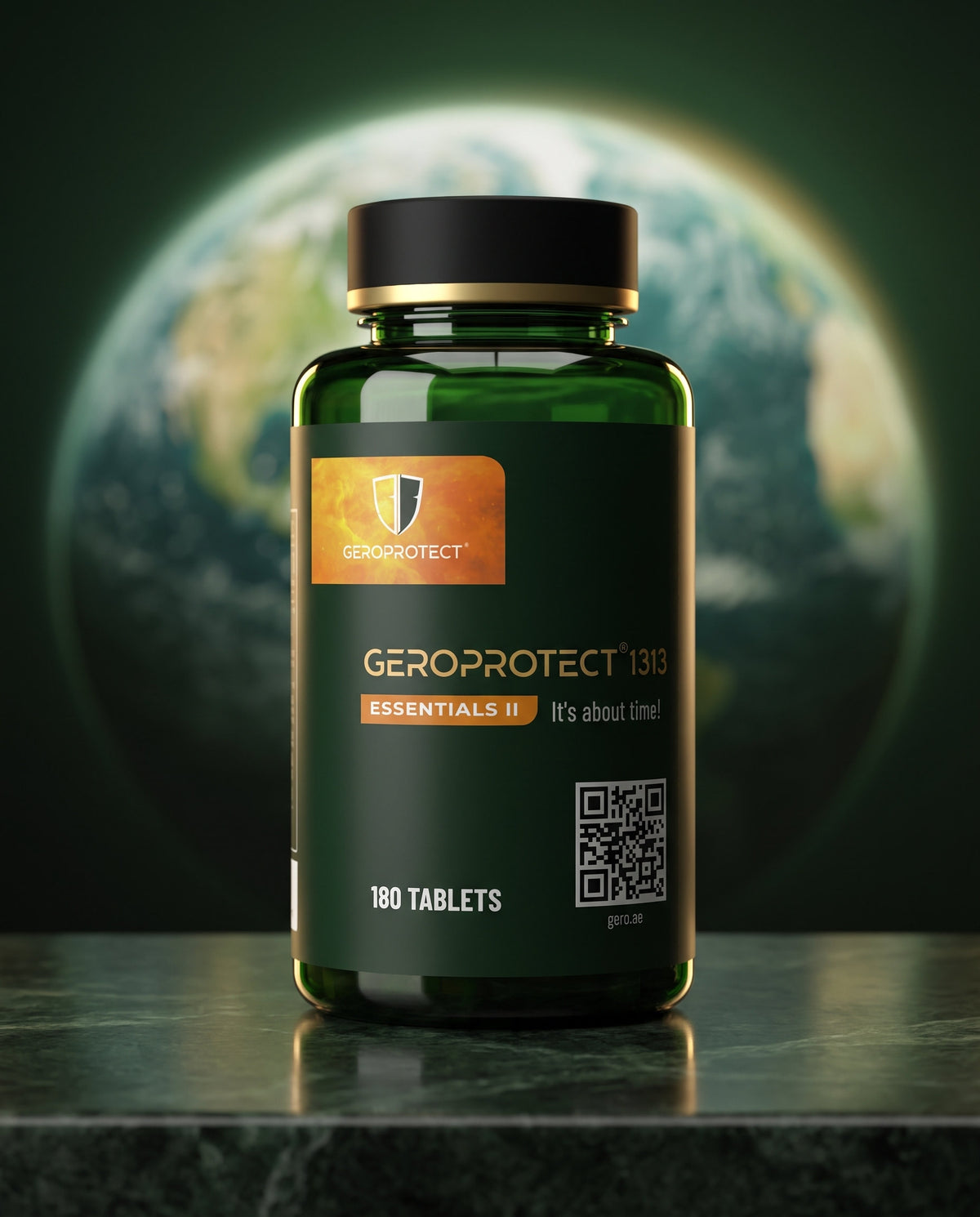 Geroprotect Essentials II in front of planet Earth