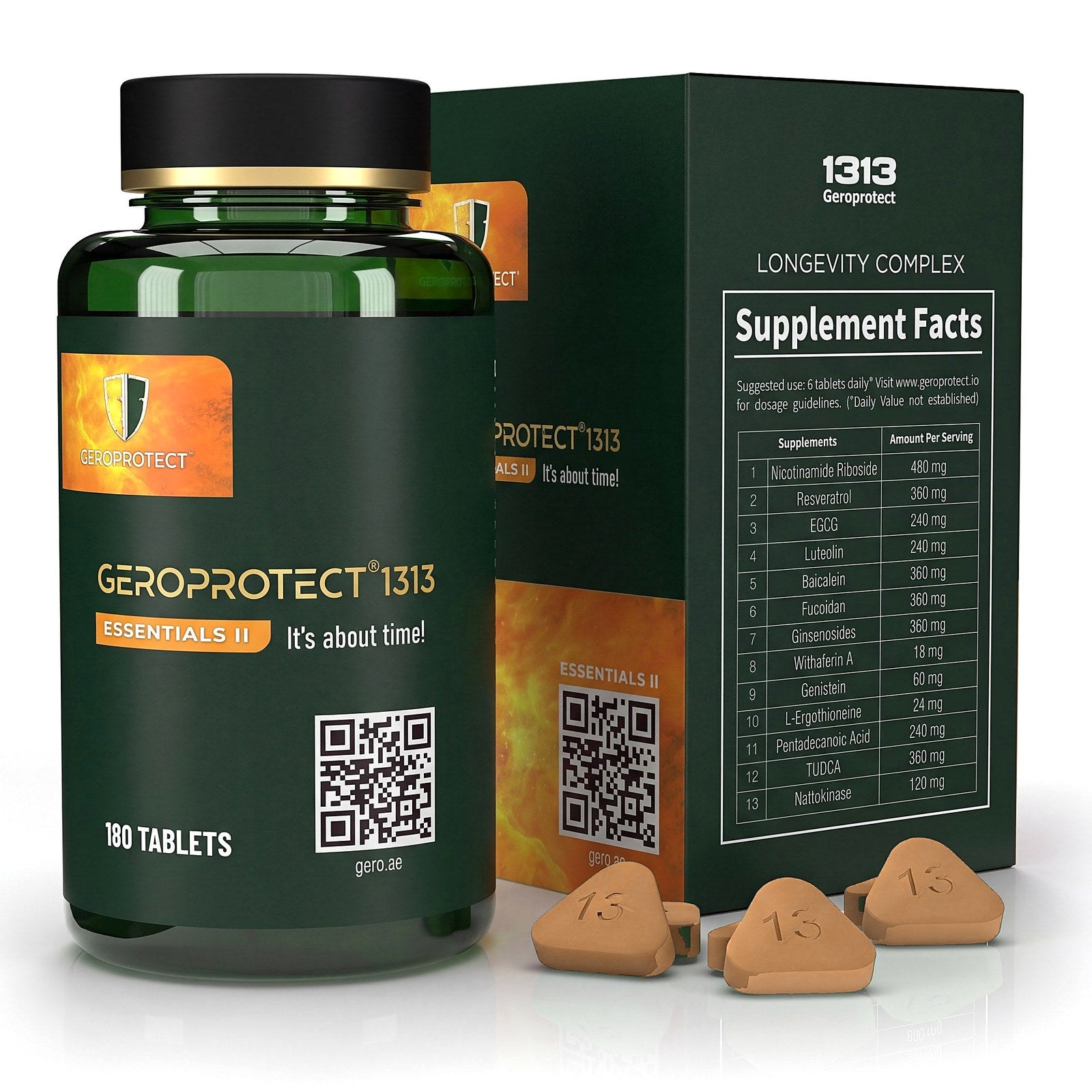 Essentials II bottle, box and tablets